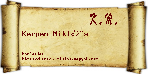 Kerpen Miklós névjegykártya