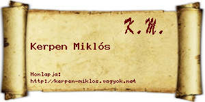 Kerpen Miklós névjegykártya